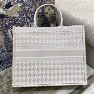 1 christian dior large dior book tote pale pink houndstooth embroidery pink for women womens handbags shoulder bags 42cm cd 9988