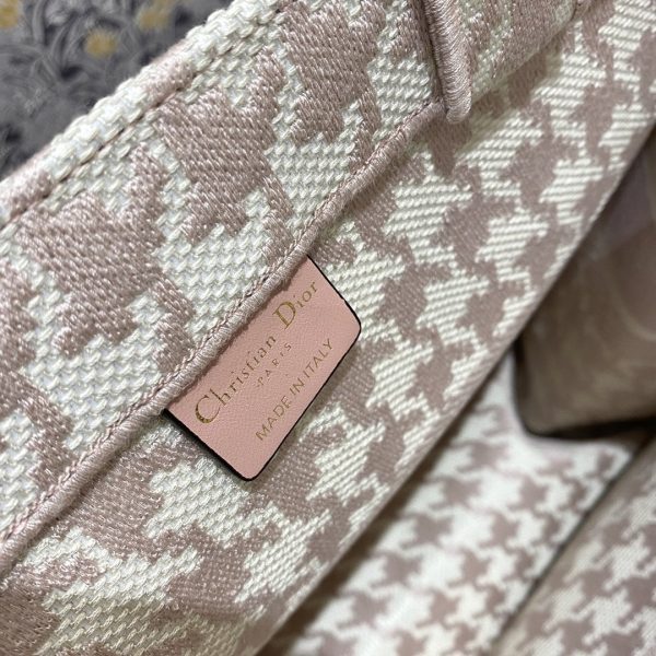 3 christian dior large dior book tote pale pink houndstooth embroidery pink for women womens handbags shoulder bags 42cm cd 9988