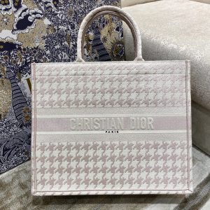 12 christian dior large dior book tote pale pink houndstooth embroidery pink for women womens handbags shoulder bags 42cm cd 9988