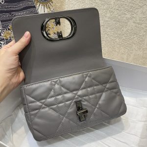 3-Christian Dior Mini Dior Caro Bag Gray Padded Macrocannage Gray For Women Womens Handbags Crossbody Bags 20Cm Cd   9988