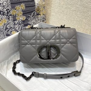 4-Christian Dior Mini Dior Caro Bag Gray Padded Macrocannage Gray For Women Womens Handbags Crossbody Bags 20Cm Cd   9988