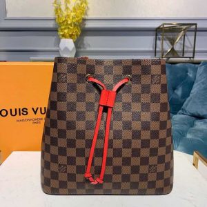 4-Louis Vuitton Neo Noe Bb Bucket Bag 26Cm Damier Ebene Canvas Springsummer Collection N40214 Cherry Berry   9988