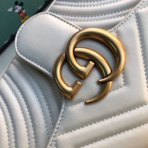 3-Gucci Gg Marmont Small Matelass Shoulder Bag White Matelass Chevron For Women 10In26cm 443497 Dtdit 9022   9988