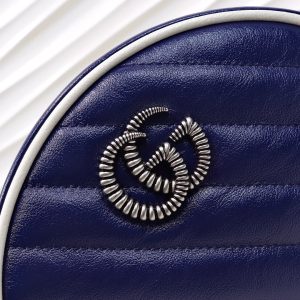 gucci marmont mini round shoulder bag blue for women 7in18cm gg 9988