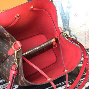 2-Louis Vuitton Neonoe Mm Bucket Bag Monogram Canvas Coquelicot Red For Women Womens Handbags Shoulder And Crossbody Bags 10.2In26cm Lv M44021   9988