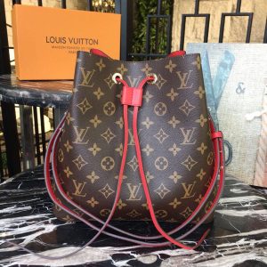 4-Louis Vuitton Neonoe Mm Bucket Bag Monogram Canvas Coquelicot Red For Women Womens Handbags Shoulder And Crossbody Bags 10.2In26cm Lv M44021   9988