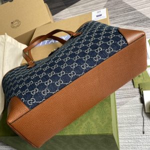 1 gucci ophidia gg medium tote dark blue and ivory eco washed organic gg jacquard denim for women 15in38cm gg 631685 2kqgg 8375 9988