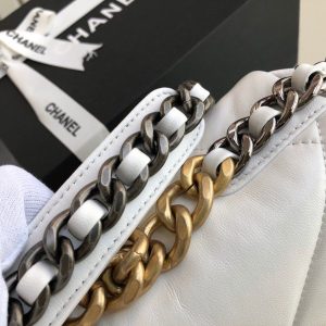2-Chanel 19 Handbag White For Women 10.1In26cm As1160   9988