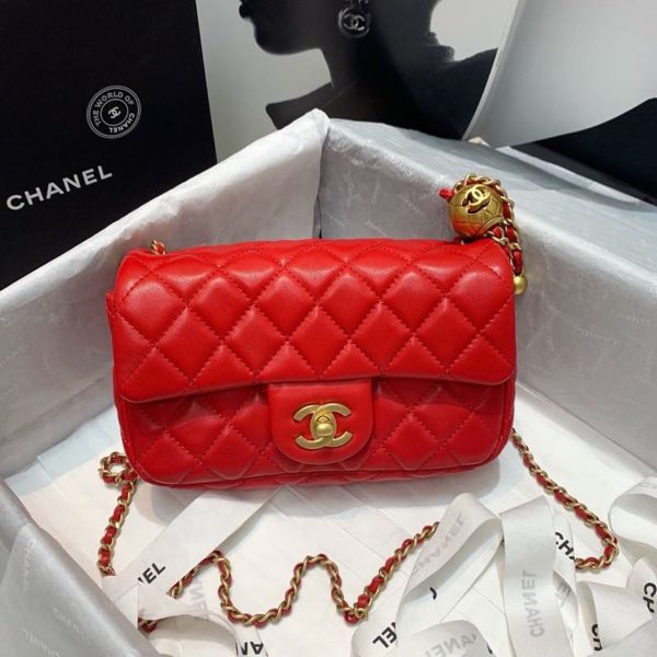 chanel flap bag with cc ball on strap red for women womens handbags shoulder and crossbody bags 78in20cm as1787 9988