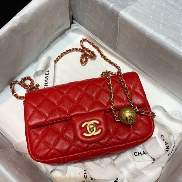 3 chanel flap bag with cc ball on strap red for women womens handbags shoulder and crossbody bags 78in20cm as1787 9988