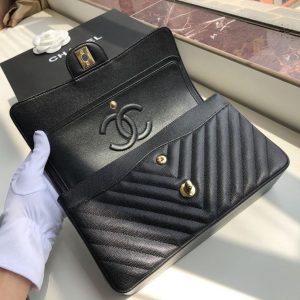 1 chanel chevron classic handbag gold toned hardware black for women womens bags shoulder and crossbody bags 102in26cm 9988