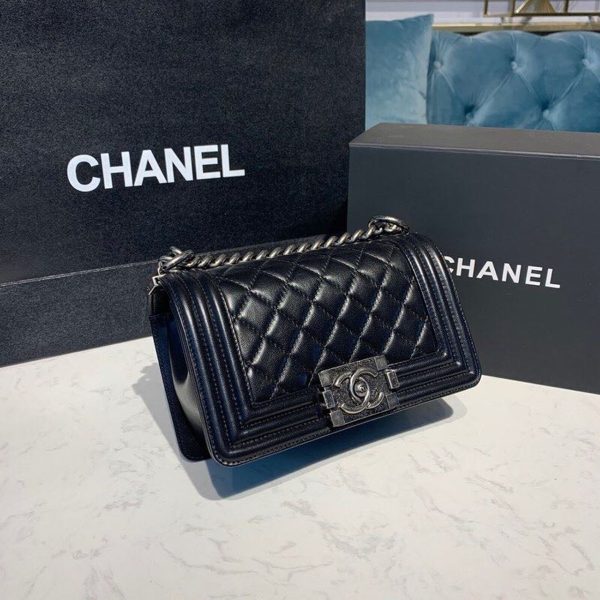 6 chanel small boy handbag silver hardware black for women womens bags shoulder and crossbody bags 78in20cm a67085 9988