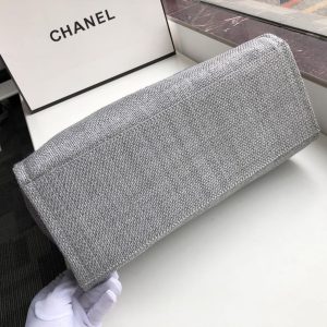 chanel small shopping bag silver hardware grey for women womens handbags shoulder bags 152in39cm as3257 9988