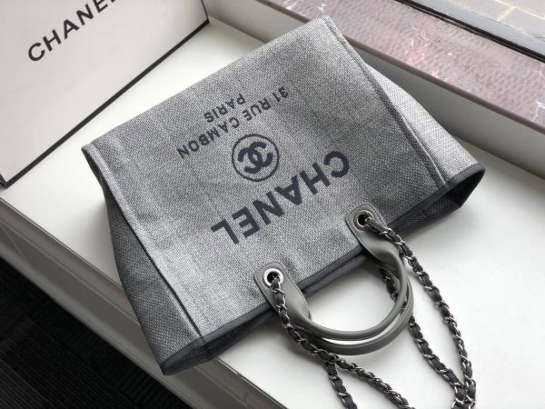 7 chanel small shopping bag silver hardware grey for women womens handbags shoulder bags 152in39cm as3257 9988