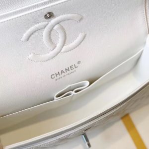 2 chanel classic medium flapbag silver hardware white 10in255cm 9988