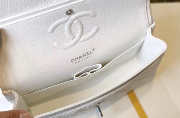 2 chanel classic medium flapbag silver hardware white 10in255cm 9988