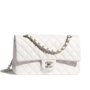 4 chanel classic medium flapbag silver hardware white 10in255cm 9988