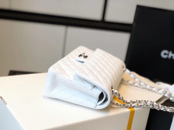 6 chanel classic medium flapbag silver hardware white 10in255cm 9988