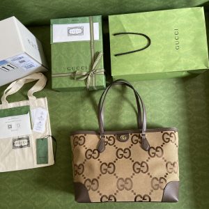 gucci ophidia jumbo gg medium tote camel and ebony jumbo canvas for women 15in38cm gg 9988