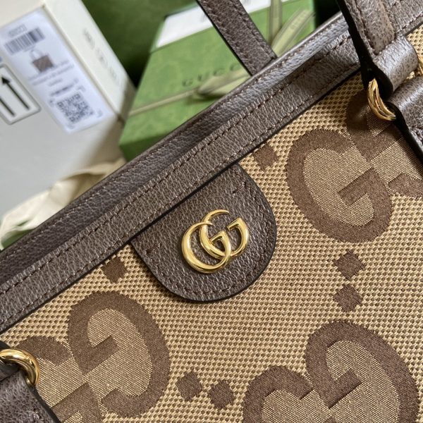 3 gucci ophidia jumbo gg medium tote camel and ebony jumbo canvas for women 15in38cm gg 9988