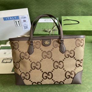 4 gucci ophidia jumbo gg medium tote camel and ebony jumbo canvas for women 15in38cm gg 9988