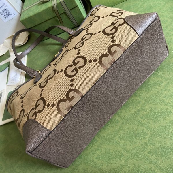 6 gucci ophidia jumbo gg medium tote camel and ebony jumbo canvas for women 15in38cm gg 9988