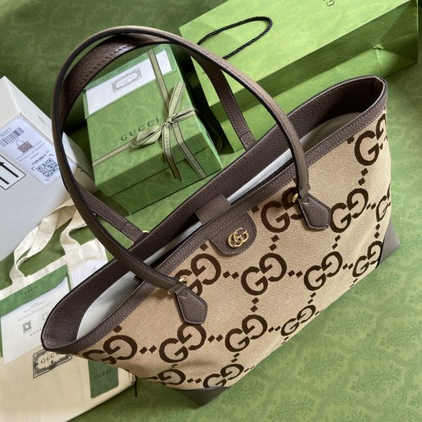 7 gucci ophidia jumbo gg medium tote camel and ebony jumbo canvas for women 15in38cm gg 9988