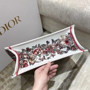 1 christian dior medium dior book tote multicolor butterfly embroidery redwhite for women womens handbags 36cm cd 9988