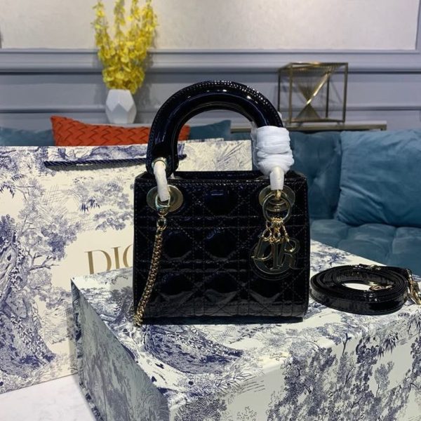 4 christian dior mini lady dior bag with chain gold toned hardware springsummer collection black for women womens handbags 18cm cd 9988