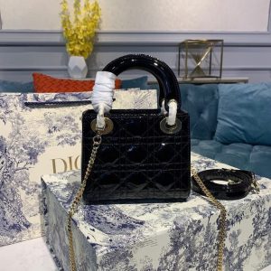 6 christian dior mini lady dior bag with chain gold toned hardware springsummer collection black for women womens handbags 18cm cd 9988