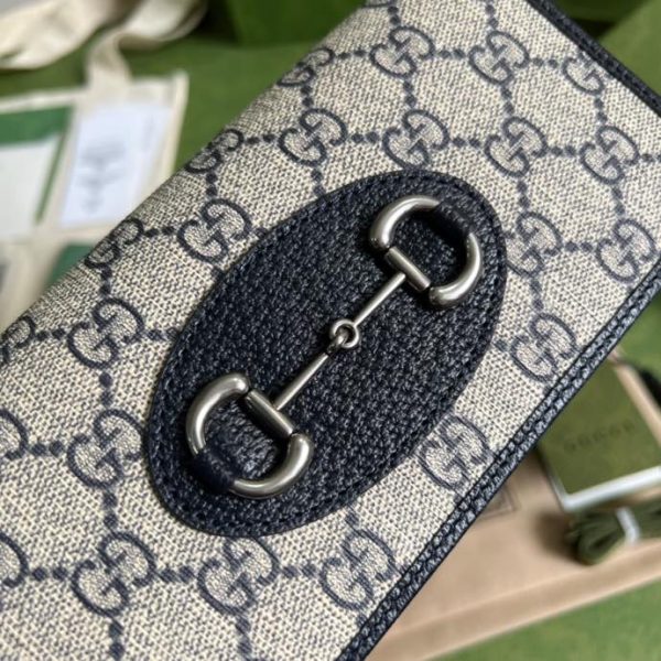 13 gucci horsebit 1955 wallet with chain beige and blue for women 75in19cm gg 9988