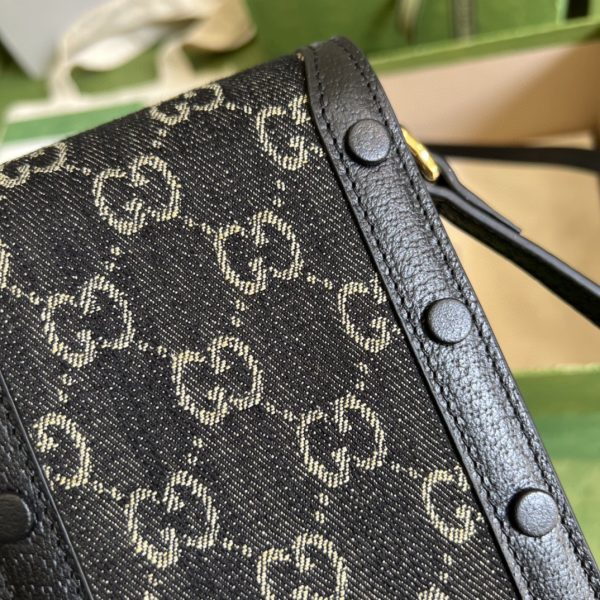 gucci horsebit 1955 mini bag black and ivory gg denim jacquard for women 67in17cm 625615 un3bg 1274 9988