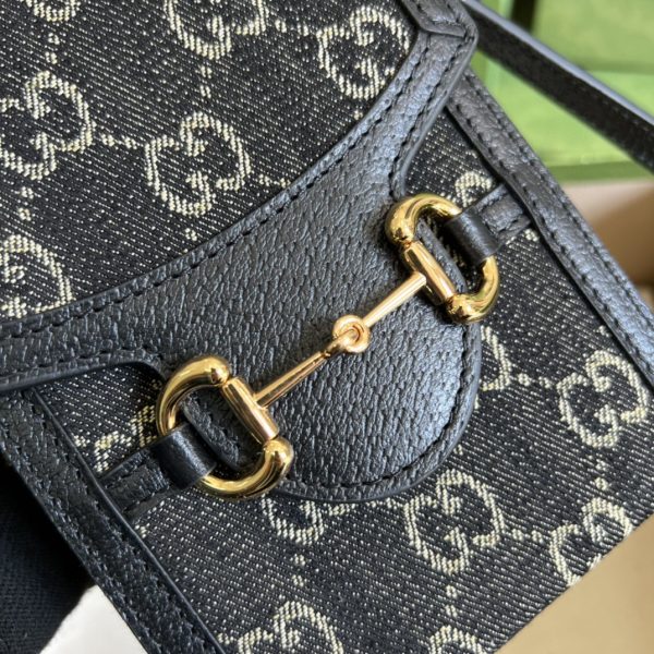 1 gucci horsebit 1955 mini bag black and ivory gg denim jacquard for women 67in17cm 625615 un3bg 1274 9988