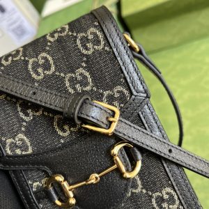 7 gucci horsebit 1955 mini bag black and ivory gg denim jacquard for women 67in17cm 625615 un3bg 1274 9988