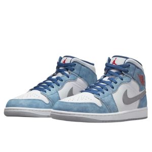 1-Air Jordan 1 Mid French Blue Fire Red   9999