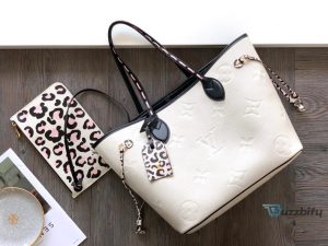 Louis Vuitton Neverfull Mm Tote Bag Wild At Heart Monogram Empreinte Cream For Women Womens Handbags Shoulder Bags 12.2In31cm Lv M58525  7777