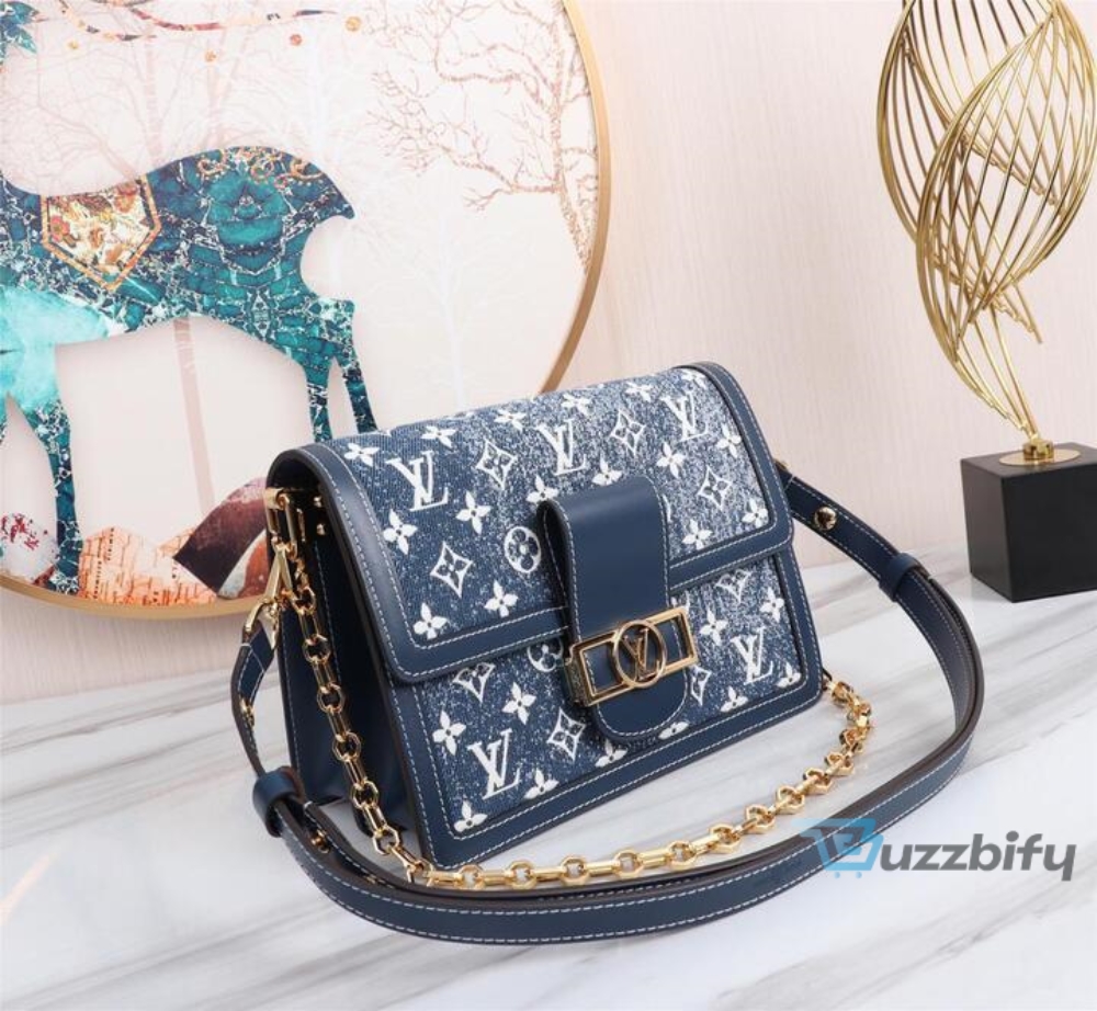 Louis Vuitton Dauphine Mm Denim Jacquard Monogram Pattern Navy Blue For Women Womens Handbags Shoulder And Crossbody Bags 9.8In25cm Lv M59631  2799