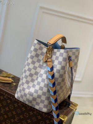 Louis Vuitton Neonoe Bucket Bag Mm Damier Azur Canvas 10.2In26cm Blue For Women Lv N50042   2799
