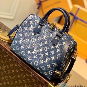 louis vuitton speedy bandouliere 25 monogram denim jacquard navy blue for women womens handbags 98in25cm lv m59609 2799 buzzbify 1 51