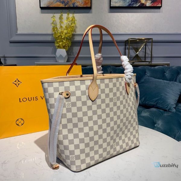 louis vuitton neverfull mm tote bag damier azur canvas rose ballerine pink for women womens bags shoulder bags 122in31cm lv n41605 2799 buzzbify 1 62