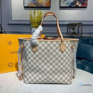 louis vuitton neverfull mm tote bag damier azur canvas rose ballerine pink for women womens bags shoulder bags 122in31cm lv n41605 2799 buzzbify 1 63