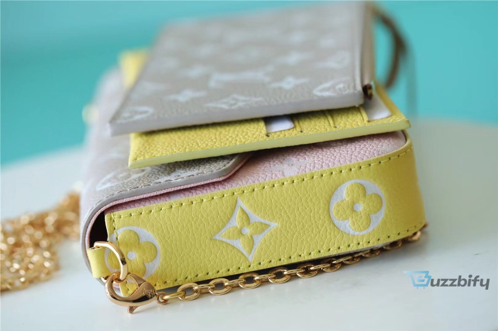 louis vuitton pochette felicie monogram empreinte pink beige yellow for women womens handbags shoulder and crossbody bags 21cm83in lv m81359 2799 buzzbify 1 2