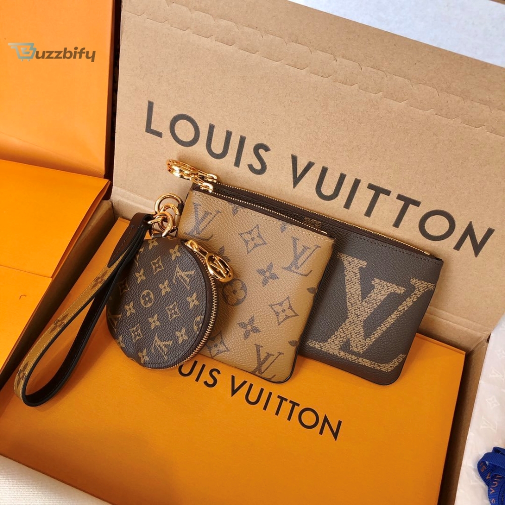 Louis Vuitton Trio Pouch Monogram Giant Monogram Reverse And Monogram Mini Canvas For Women Womens Wallet 7.7In19.5Cm Lv M68756