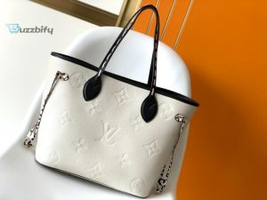 Louis Vuitton Neverfull Mm Tote Bag Wild At Heart Monogram Empreinte Cream For Women Womens Handbags Shoulder Bags 12.2In31cm Lv M58525