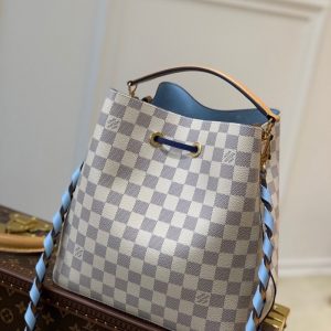 louis vuitton neonoe bucket bag mm damier azur canvas 102in26cm blue for women lv n50042 buzzbify 1 1