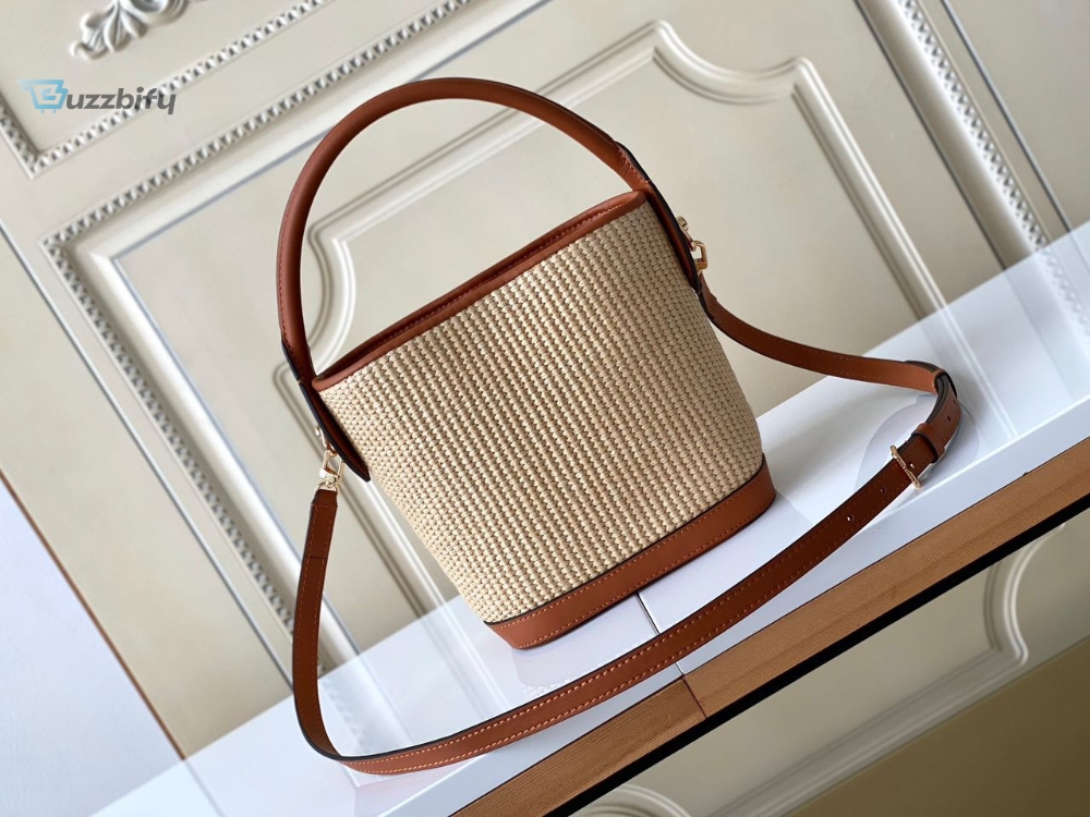 Louis Vuitton Petit Bucket Raffia Caramel Brown For Women, Women’s Bags, Shoulder And Crossbody Bags 9.4in/24cm LV M59961
