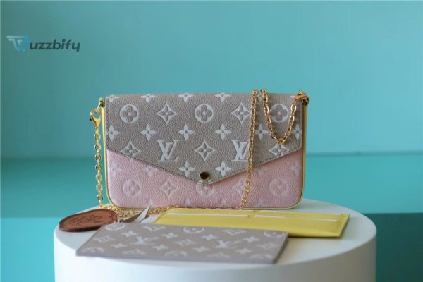 Louis Vuitton Pochette Felicie Monogram Empreinte Pink Beige Yellow For Women Womens Handbags Shoulder And Crossbody Bags 21Cm8.3In Lv M81359