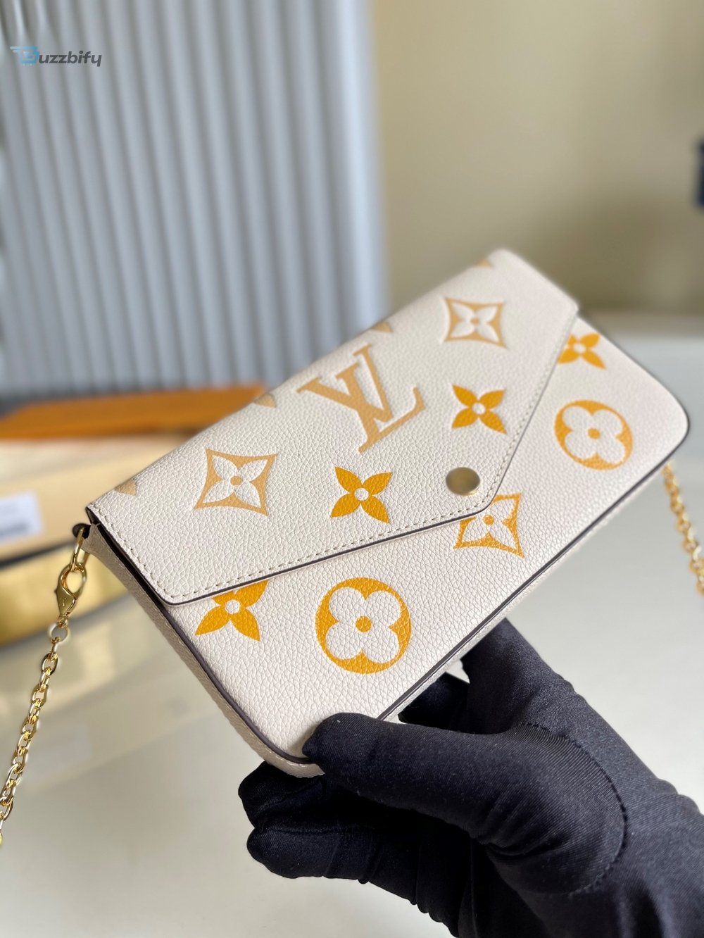 Louis Vuitton Felicie Pochette Monogram Empreinte Cream For Women, Women’s Bags, Shoulder And Crossbody Bags 8.3in/21cm LV M80498
