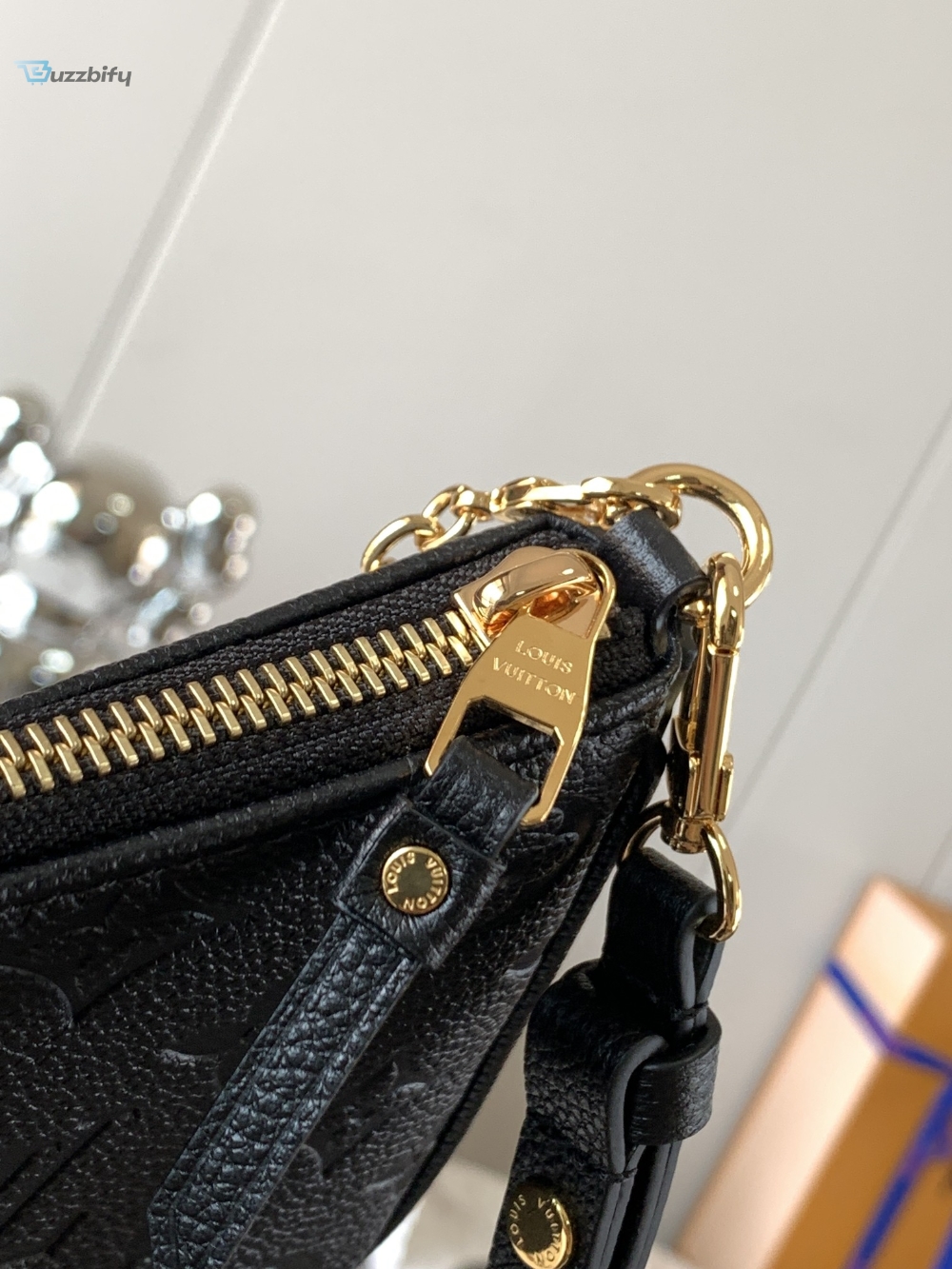 Louis Vuitton Easy Pouch On Strap Monogram Empreinte Black For Women Womens Handbags Shoulder Bags And Crossbody Bags 7.5In19cm Lv M80349