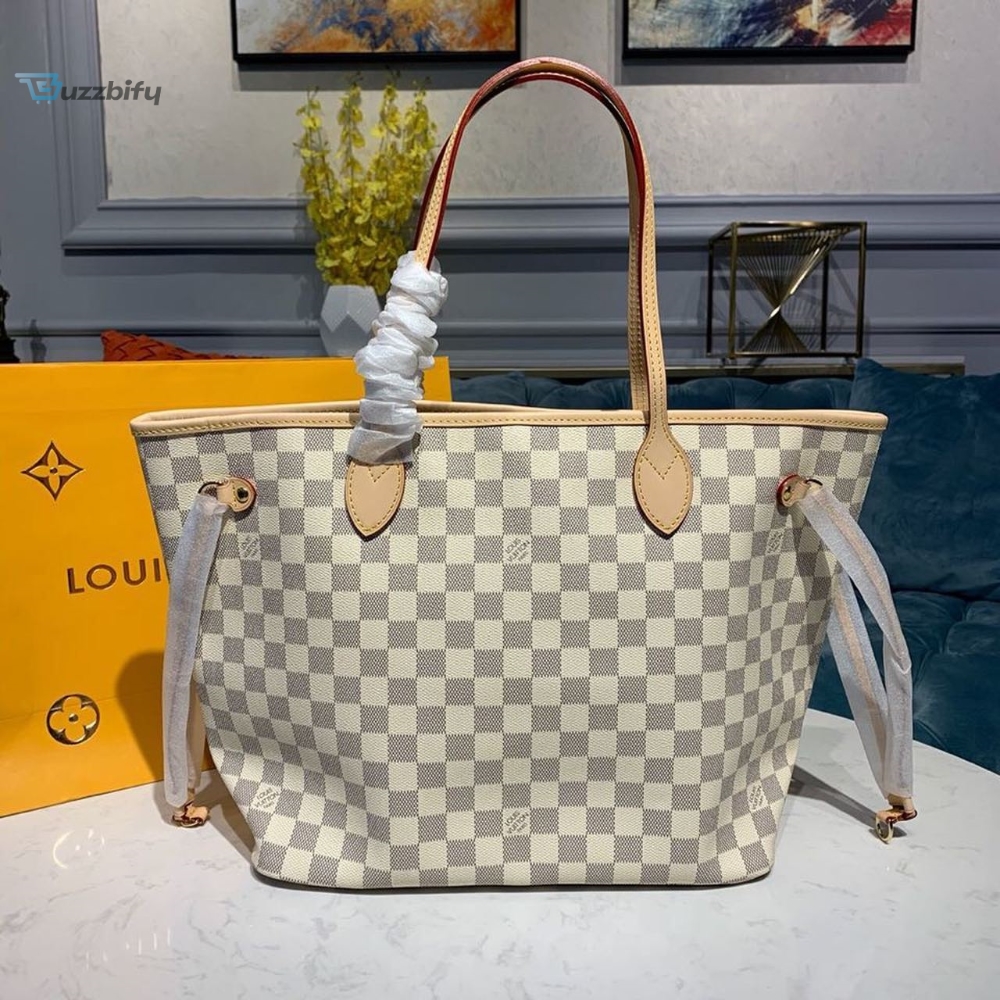 Louis Vuitton Neverfull Mm Tote Bag Damier Azur Canvas For Women Womens Handbags Shoulder Bags 12.2In31cm Lv N41361
